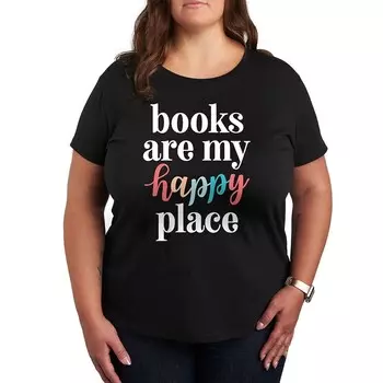 Футболка с рисунком Plus Books Are My Happy Place Licensed Character, черный