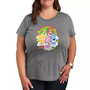 Футболка с рисунком Plus Care Bears Group On Clouds Licensed Character, серый