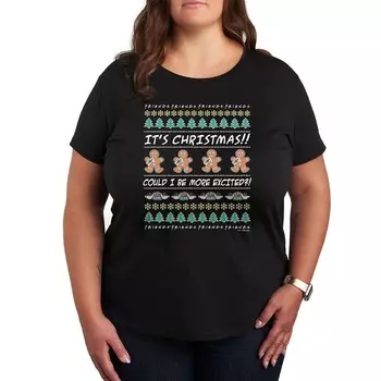 Футболка с рисунком Plus Friends Ugly Christmas Sweater Licensed Character, черный