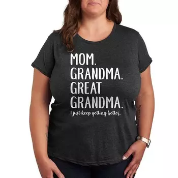 Футболка с рисунком Plus Mom Grandma Great Grandma Licensed Character, цвет Heather Charcoal