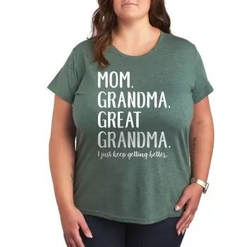 Футболка с рисунком Plus Mom Grandma Great Grandma Licensed Character, цвет Heather Juniper