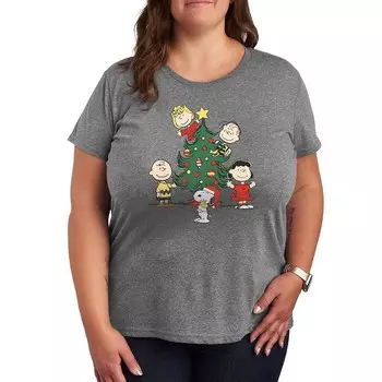 Футболка с рисунком Plus Peanuts Oh Christmas Tree Licensed Character, цвет Heather Gray