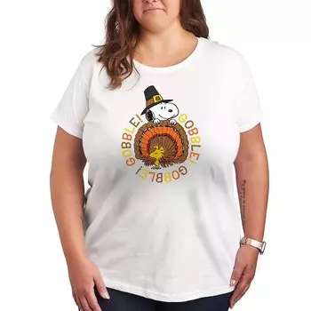 Футболка с рисунком Plus Peanuts Snoopy and Woodstock Gobble Gobble Licensed Character, белый