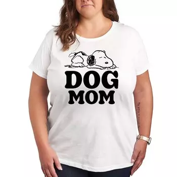 Футболка с рисунком Plus Peanuts Snoopy Dog Mom Licensed Character, белый