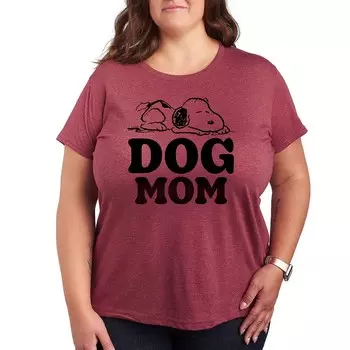 Футболка с рисунком Plus Peanuts Snoopy Dog Mom Licensed Character, цвет Heather Dark Red