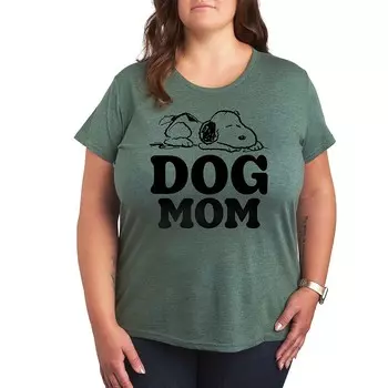 Футболка с рисунком Plus Peanuts Snoopy Dog Mom Licensed Character, цвет Heather Green