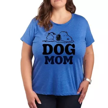 Футболка с рисунком Plus Peanuts Snoopy Dog Mom Licensed Character, цвет Heather Royal Blue