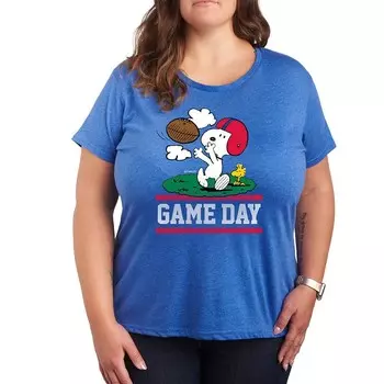 Футболка с рисунком Plus Peanuts Snoopy Game Day Licensed Character, цвет Heather Blue