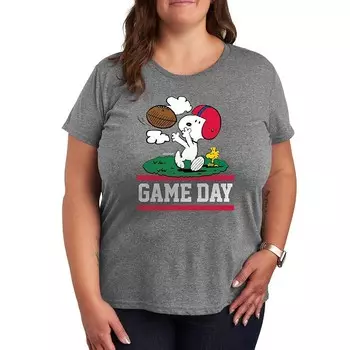 Футболка с рисунком Plus Peanuts Snoopy Game Day Licensed Character, цвет Heather Gray