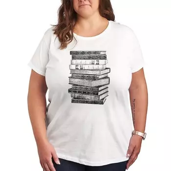 Футболка с рисунком Plus Stacked Books Licensed Character, белый