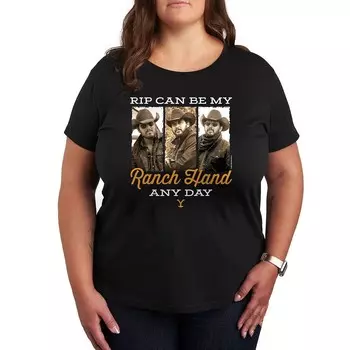 Футболка с рисунком Plus Yellowstone Ranch Hand Any Day Licensed Character, черный