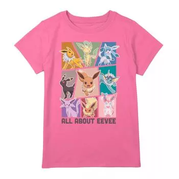 Футболка с рисунком Pokemon All About Eevee Evolutions для девочек 7–16 лет Licensed Character