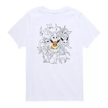 Футболка с рисунком Pokemon Eevee Evolutions для мальчиков 8–20 лет Licensed Character, белый