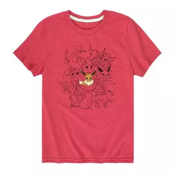 Футболка с рисунком Pokemon Eevee Evolutions для мальчиков 8–20 лет Licensed Character, красный