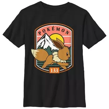 Футболка с рисунком Pokemon Eevee Running Stamp для мальчиков Licensed Character, черный
