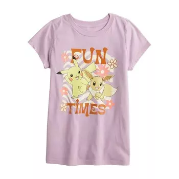 Футболка с рисунком Pokemon Fun Times для девочек 7–16 лет Licensed Character, цвет Mauve