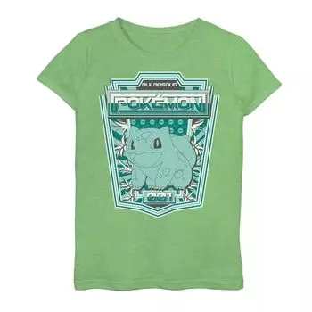 Футболка с рисунком Pokemon Happy Bulbasaur 001 для девочек Licensed Character