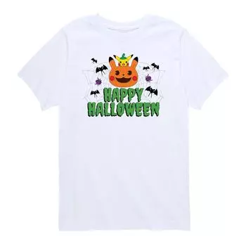 Футболка с рисунком Pokemon Happy Halloween для мальчиков 8–20 лет Licensed Character, белый