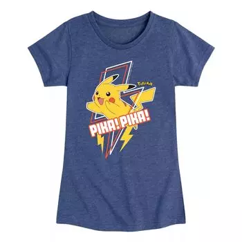 Футболка с рисунком Pokemon Pikachu Pika Bolt для девочек 7–16 лет Pokemon, синий