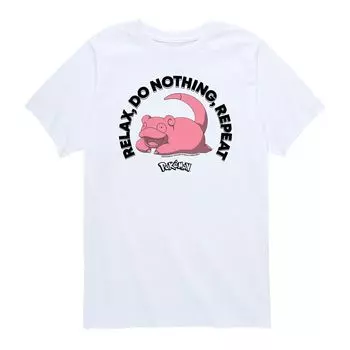 Футболка с рисунком Pokemon Slowpoke Relax для мальчиков 8–20 лет Pokemon, белый