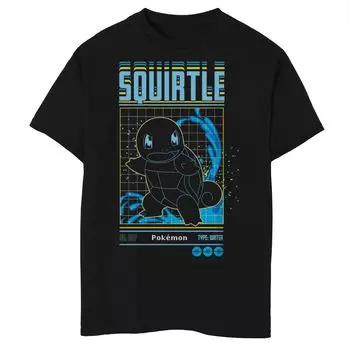 Футболка с рисунком Pokemon Squirtle Grid для мальчиков 8–20 лет Licensed Character