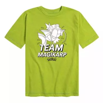 Футболка с рисунком Pokemon Team Magikarp для мальчиков 8–20 лет Licensed Character, зеленый