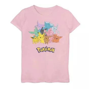 Футболка с рисунком Pokmon Eevee Evolutions и Pikachu для девочек 7–16 лет Licensed Character