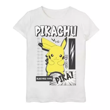 Футболка с рисунком Pokmon Pikachu Electric Type Pika Bam для девочек 7–16 лет Licensed Character