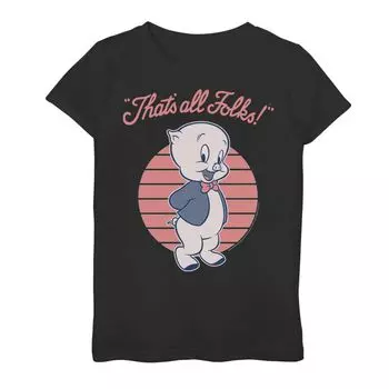 Футболка с рисунком «Porky Pig This’s All Folks» для девочек 7–16 лет Looney Tunes Licensed Character