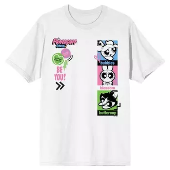 Футболка с рисунком Powerpuff Girls для юниоров Licensed Character, белый