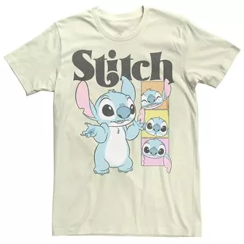 Футболка с рисунком «Позы и лица» Disney's Lilo & Stitch Junior's Licensed Character, цвет Natural