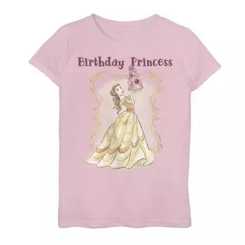 Футболка с рисунком «Принцесса Диснея» для девочек 7–16 лет, «Красавица и чудовище», «Красавица», «Принцесса на день рождения» Disney