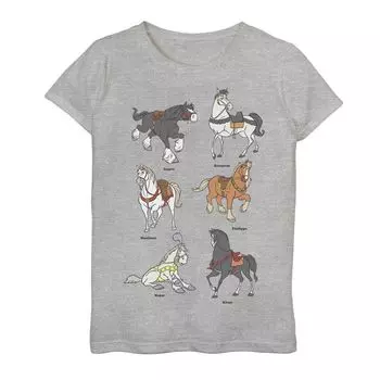 Футболка с рисунком «Принцессы Диснея и лошади» для девочек 7–16 лет Disney