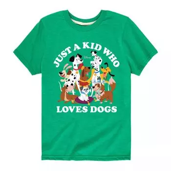 Футболка с рисунком «Просто ребенок, который любит собак» для мальчиков 8–20 лет Disney