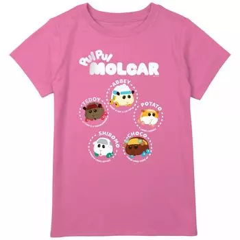 Футболка с рисунком Pui Pui Molcar Cast Teddy Abbey Potato Choco Shiromo для девочек 8–20 лет Licensed Character