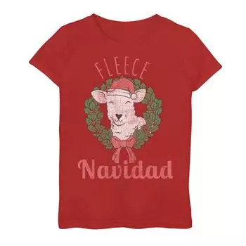 Футболка с рисунком ягненка "Fleece Navidad" для девочек 7–16 лет Unbranded, красный