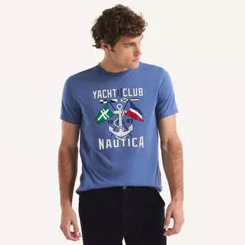 Футболка с рисунком яхт-клуба Nautica Mens, цвет moonlight blue