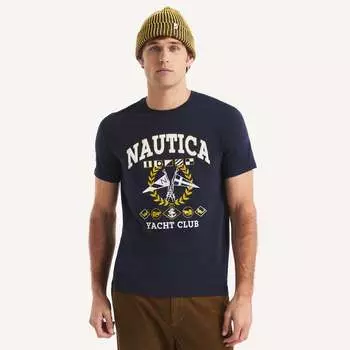 Футболка с рисунком яхт-клуба Nautica Mens, цвет navy seas