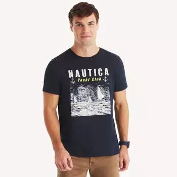 Футболка с рисунком яхт-клуба Nautica Mens, темно-синий