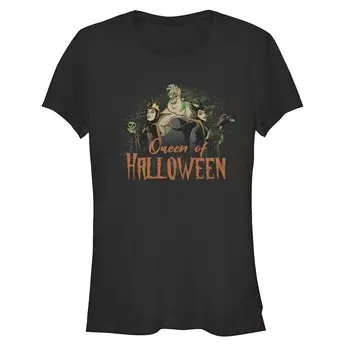 Футболка с рисунком Queen Of Halloween Lineup Disney Villains Juniors Licensed Character, черный