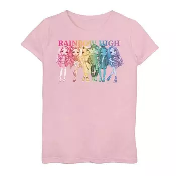 Футболка с рисунком Rainbow для девочек 7–16 лет, весенняя группа, рисунок радуги Licensed Character, розовый