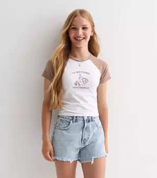 Футболка с рисунком реглан для девочек «Пастушка» New Look, белый