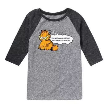 Футболка с рисунком реглан Garfield Never Wrong для мальчиков 8–20 лет Licensed Character