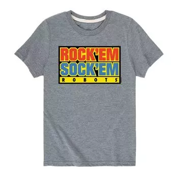 Футболка с рисунком Rock Em Sock Em Robots для мальчиков 8–20 лет Licensed Character, серый