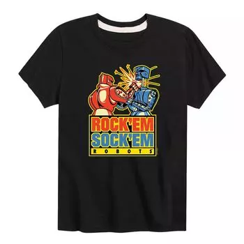 Футболка с рисунком Rock Em Sock Em Robots Punch для мальчиков 8–20 лет Licensed Character, черный