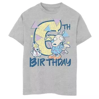 Футболка с рисунком Rocko & Spunky на 6-й день рождения для мальчиков 8–20 лет Rocko's Modern Life Rocko & Spunky Licensed Character, цвет Athletic Heather