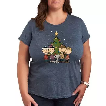 Футболка с рисунком «Рождественская группа» Plus Peanuts Licensed Character, цвет Heather Blue