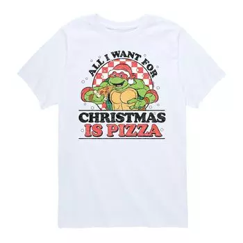 Футболка с рисунком «Рождественская пицца» для мальчиков 8–20 лет TMNT Licensed Character, белый