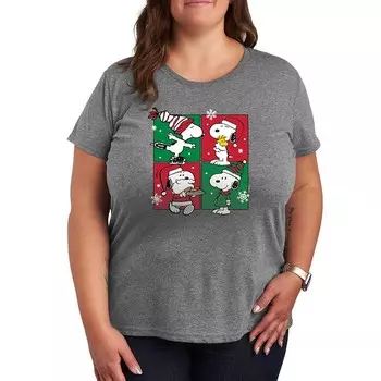 Футболка с рисунком «Рождественская сетка» Plus Peanuts Snoopy Licensed Character, цвет Heather Gray