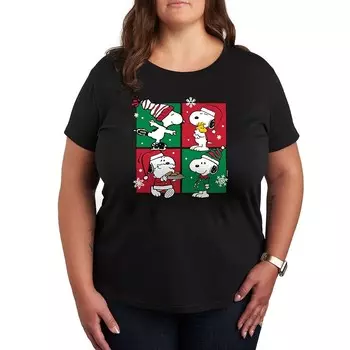 Футболка с рисунком «Рождественская сетка» Plus Peanuts Snoopy Licensed Character, черный